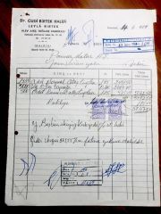 Cudi BİRTEK Halefi - Leyla BİRTEK / Alev Ateş Tuğlası Fabrikası - 1969 Tarihli Fatura