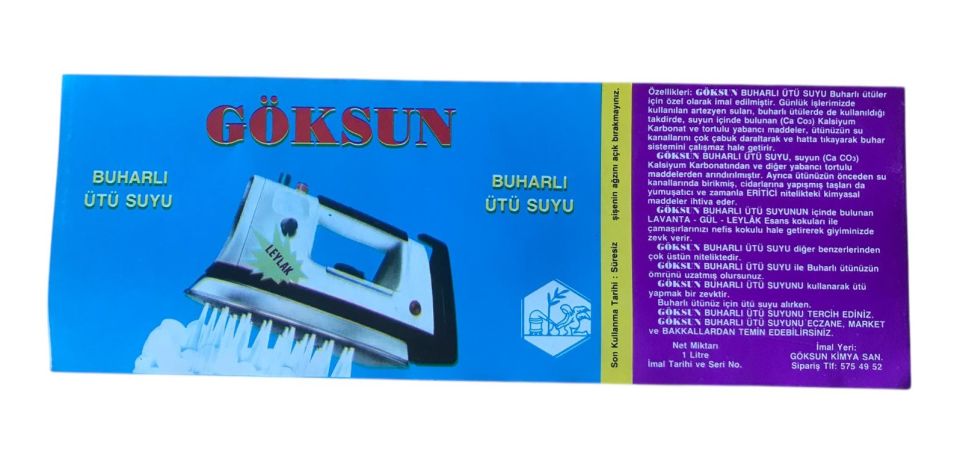 Göksün Buharlı Ütü Suyu  - Göksun Kimya / Etiket