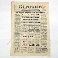 Giresun gazetesi, 29 Ekim 1952 29 Ekim gazeteleri, Giresun - Efemera