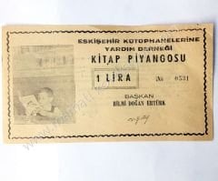 Eskişehir kütüphanelerine yardım derneği, kitap piyangosu 1959  Eski piyango - Efemera