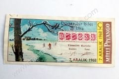 7 Aralık 1968 Dörtte bir bilet, milli piyango - Efemera