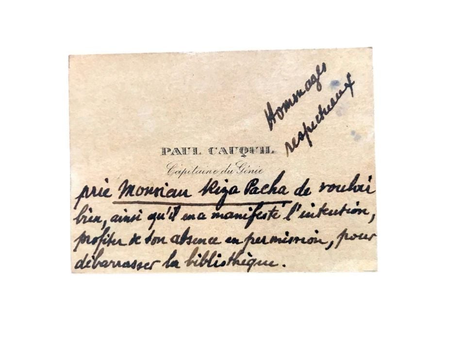 PAUL CATOUIL Capitaine du Génie - Rıza Paşa'ya not yazılı kartvizit