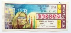 31 Aralık 1970 Onda bir bilet, milli piyango Eski Piyango - Efemera