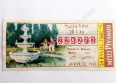 24 Eylül 1968 Yarım bilet, milli piyango Eski Piyango - Efemera