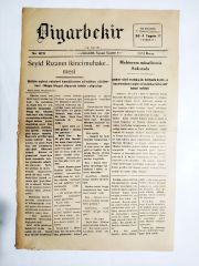 Seyid Rızanın ikinci muhakemesi, haberli Diyarbekir gazetesi - 1937  / Gazete