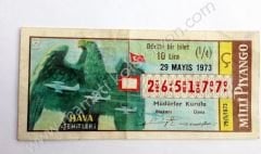 29 Mayıs 1973 Dörtte bir bilet, milli piyango Havacılık temalı piyangolar Eski Piyango - Efemera