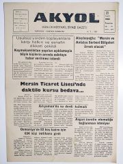 Akyol Günlük müstakil siyasi gazete 23 Aralık 1985 SİLİFKE - Gazete