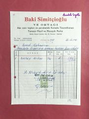 Baki SİMİTÇİOĞLU ve Ortağı - Fatura