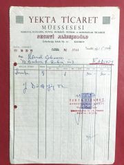 Yekta Ticaret Müessesesi KADIKÖY - Fatura