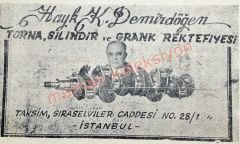 Hayk K. DEMİRDÖĞEN - Torna silindir Taksim  / Gazete reklamı - Efemera