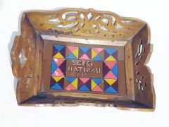 1934 Yerli Mallar Sergi Hatırası - Ahşap mini tepsi