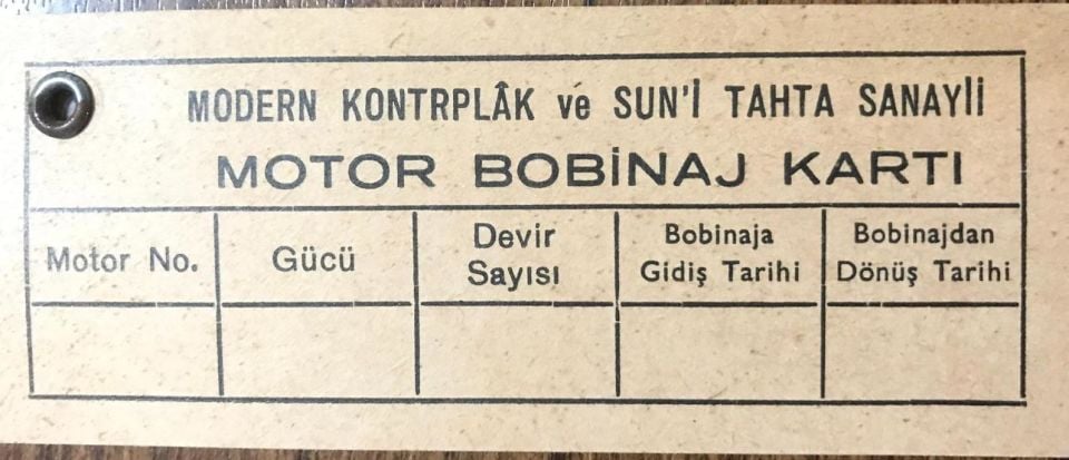 Modern Kontraplak ve Suni Tahta Sanayii - Motor Bobinaj Kartı