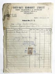 Doğu - Batı Komandit Şirketi - 1956 Tarihli Fatura