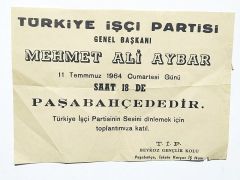 Türkiye İşçi Partisi Mehmet Ali AYBAR - Beykoz toplantı bildirisi / Efemera