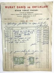 Murat DANİŞ ve Ortakları - Sivas Tokat Pazarı KAPALIÇARŞI - Fatura