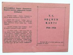 1950 - 1954 Seçmen kartı - Efemera