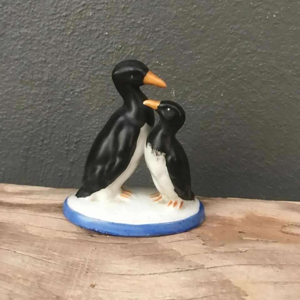 Penguen ve yavrusu - Porselen biblo