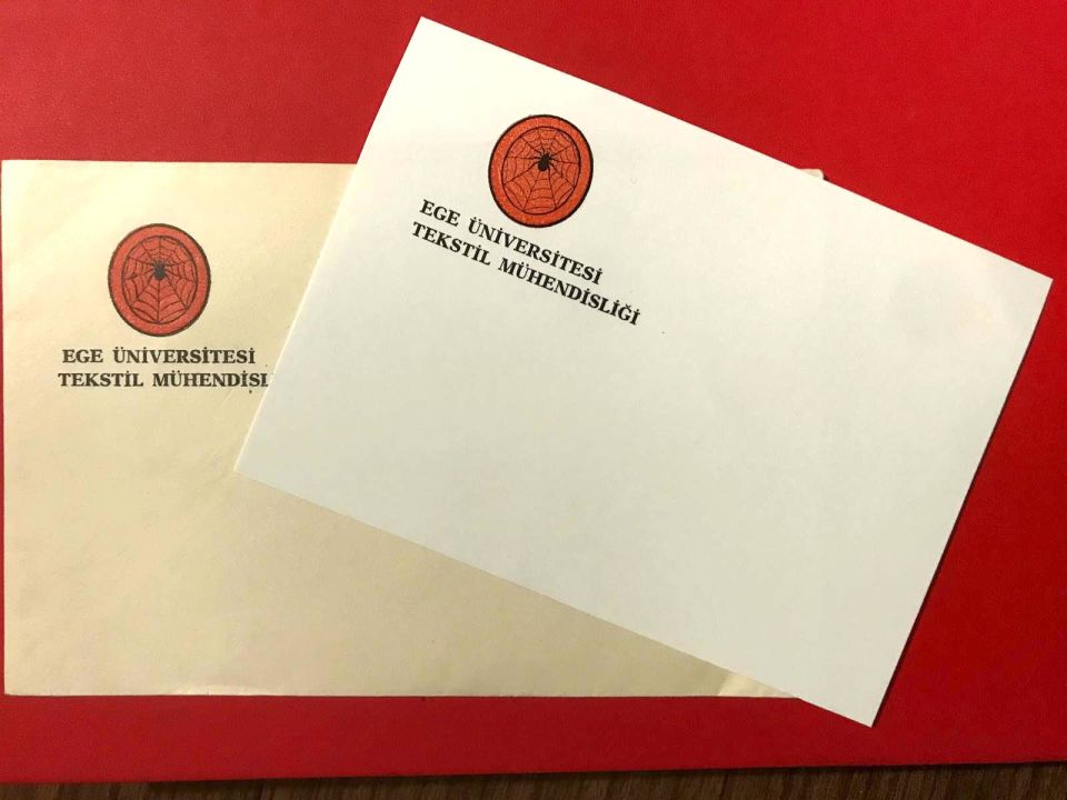 Ege Üniversitesi Tekstil Mühendisliği - Antetli zarf ve kart