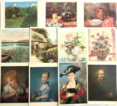Yerli ve yabancı ressamların tablolarına ait, 17 adet kartpostal