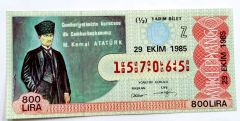 29 Ekim1985 / Yarım bilet - Piyango bileti