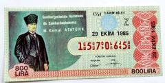 29 Ekim1985 / Yarım bilet - Piyango bileti