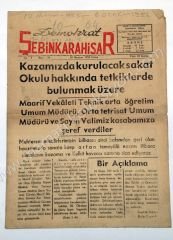 Demokrat Şebinkarahisar gazetesi, 10 Haziran 1955, Sayı:10 - Efemera