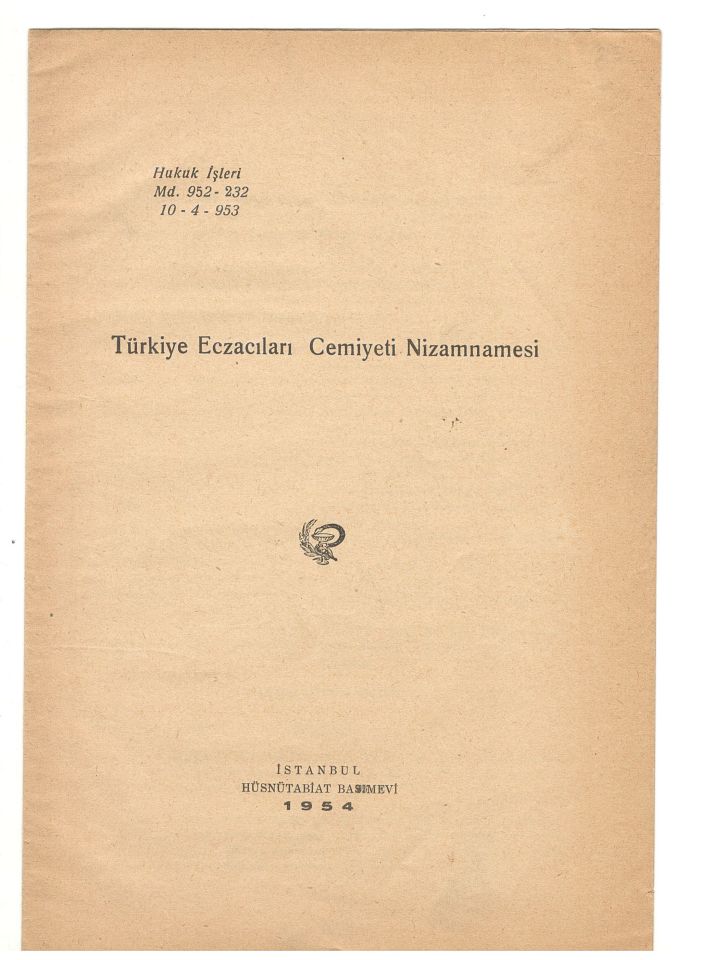 Türkiye Eczacıları Cemiyeti Nizamnamesi 1954