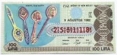9 Ağustos 1982 / Konya El işi kaşıklar - Piyango bileti