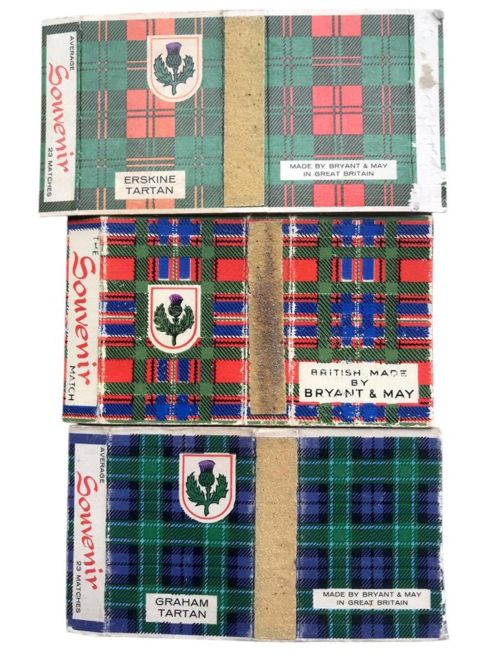 Graham Tartan & Erskine Tartan - British Made / 3 adet Eski Kibrit