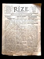 Rize Gazetesi - 12 Birincikanun 1936 / Haliyle