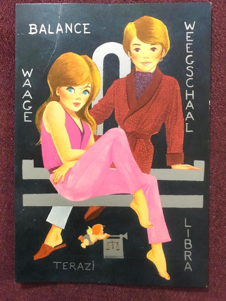 Terazi burcu - 1970'li yıllara ait kartpostal