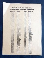 Kızılay 1959 yılı otomobil piyangosu