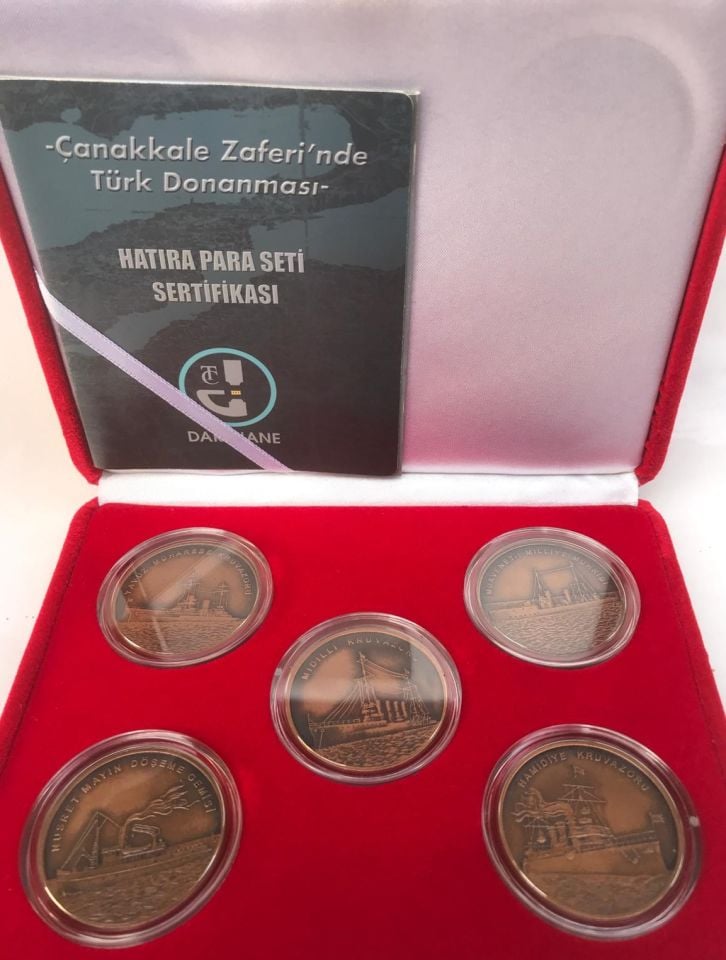 Çanakkale Zaferinde Türk Donanması - Bronz Hatıra Para Seti
