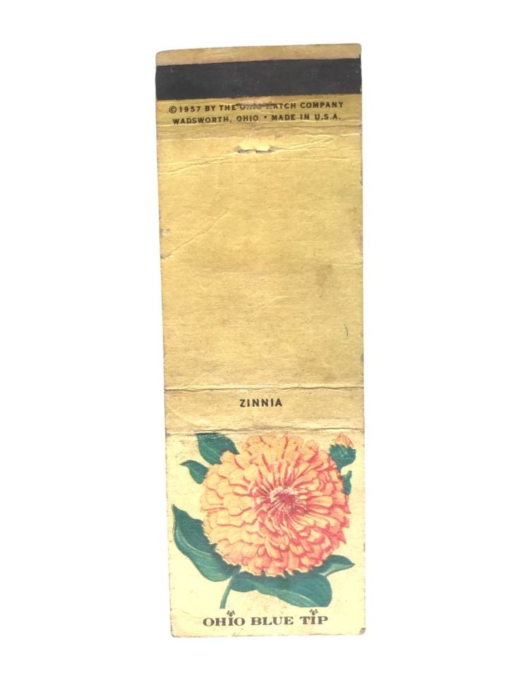 1957 BY THE  ICH COMPANY USA - Zinnia *  OHIO BLUE TIP / Eski kibrit