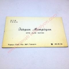 İstepan MAMPİRYAN Oto Alım Satımı, Kartvizit Ermenilere ait efemeralar - Efemera