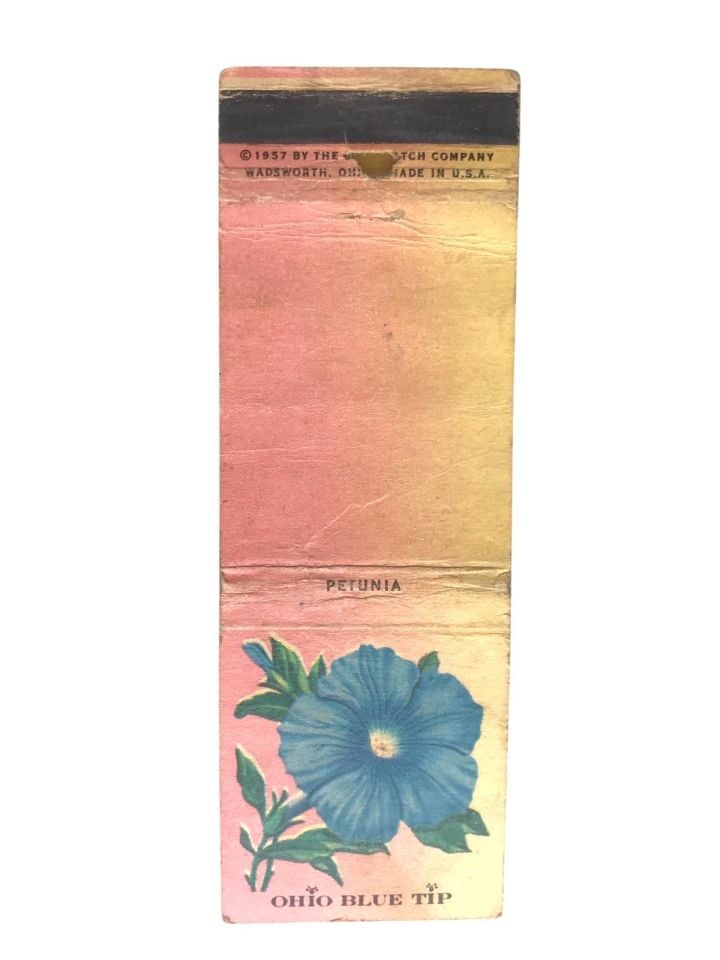 1957 BY THE  ICH COMPANY USA * Petunia *  OHIO BLUE TIP / Eski kibrit