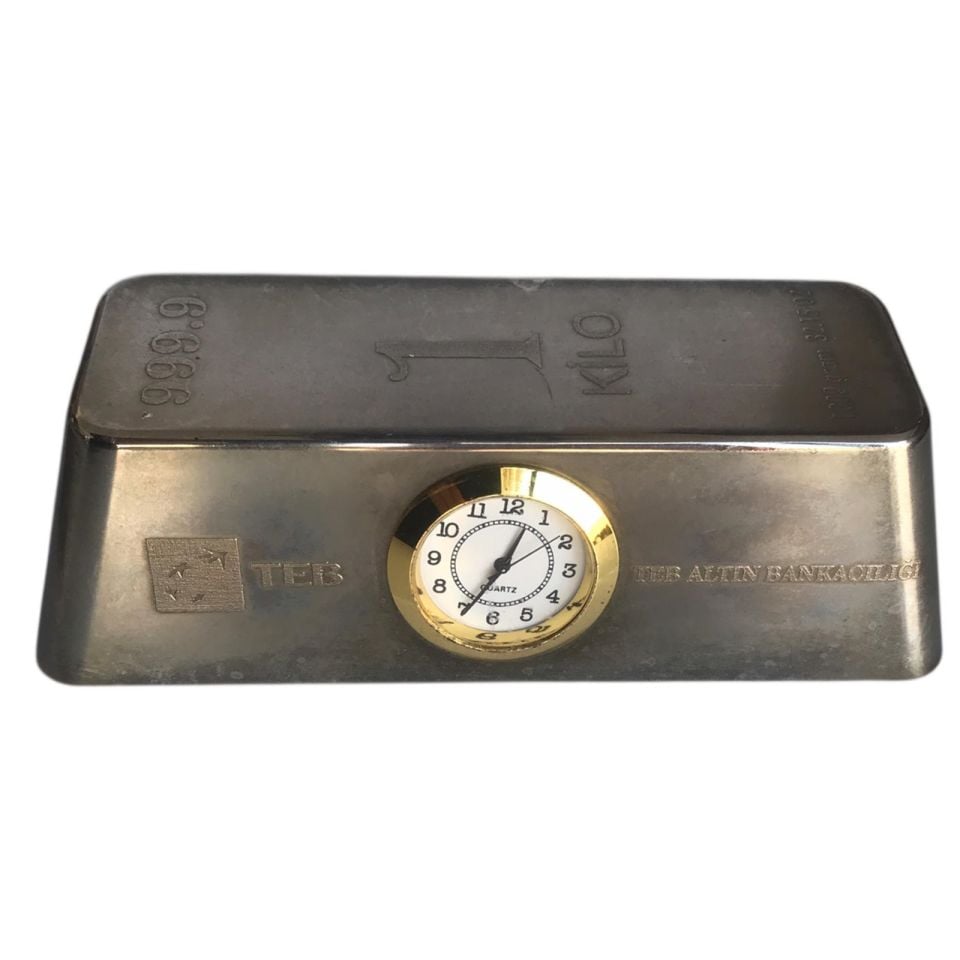 TEB Altın Bankacılığı - Külçe altın formlu masa saati