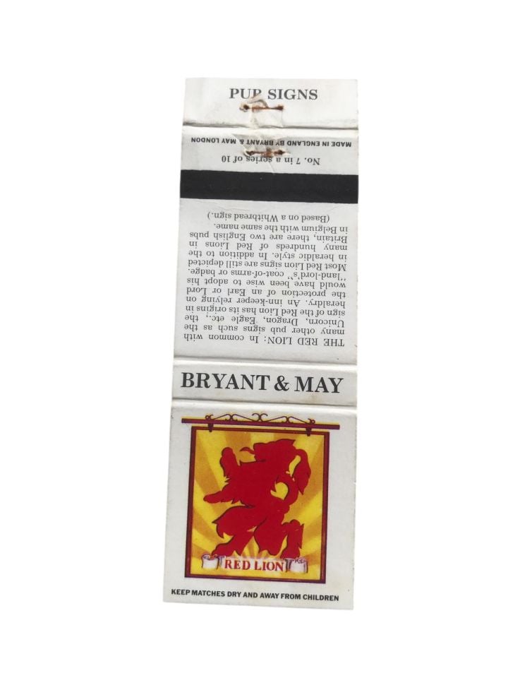 THE RED LION * MADE IN ENGLAND - BY BRYANT & MAY / Eski kibrit