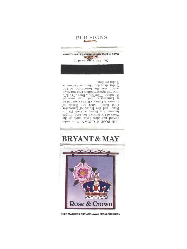 Rose * Crown / MADE IN ENGLAND - BY BRYANT & MAY / Eski kibrit
