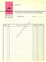 Rekor Fantazi Manifatura mağazası, Elyakim KANDİYOTİ  - Antetli kağıt - Efemera