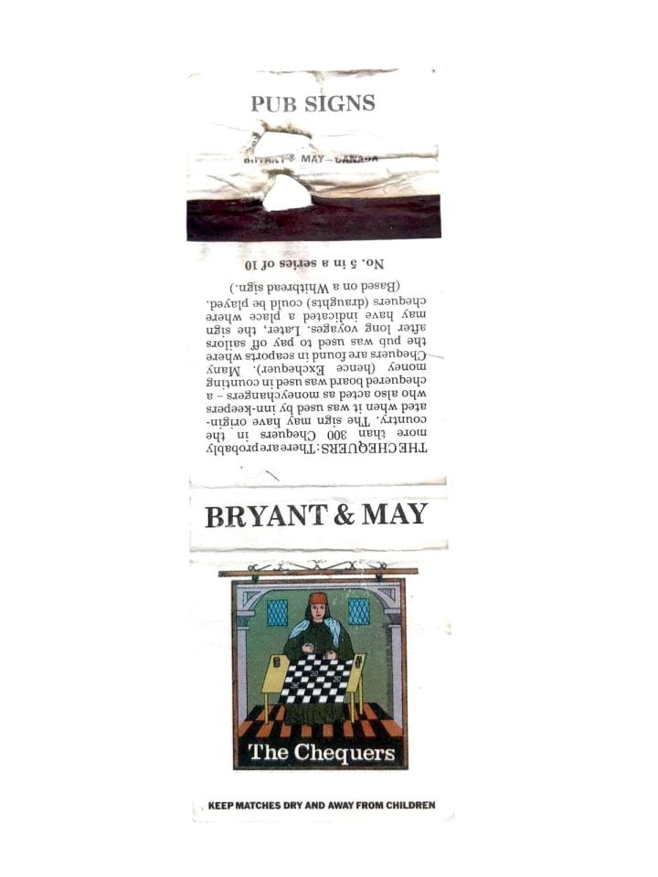The Chequers * MADE IN ENGLAND - BY BRYANT & MAY / Eski kibrit