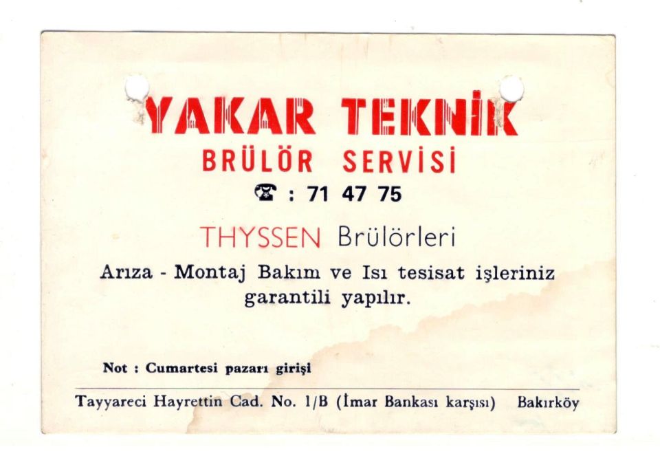 Yaşar Teknik Brülör servisi BAKIRKÖY - Kartadres