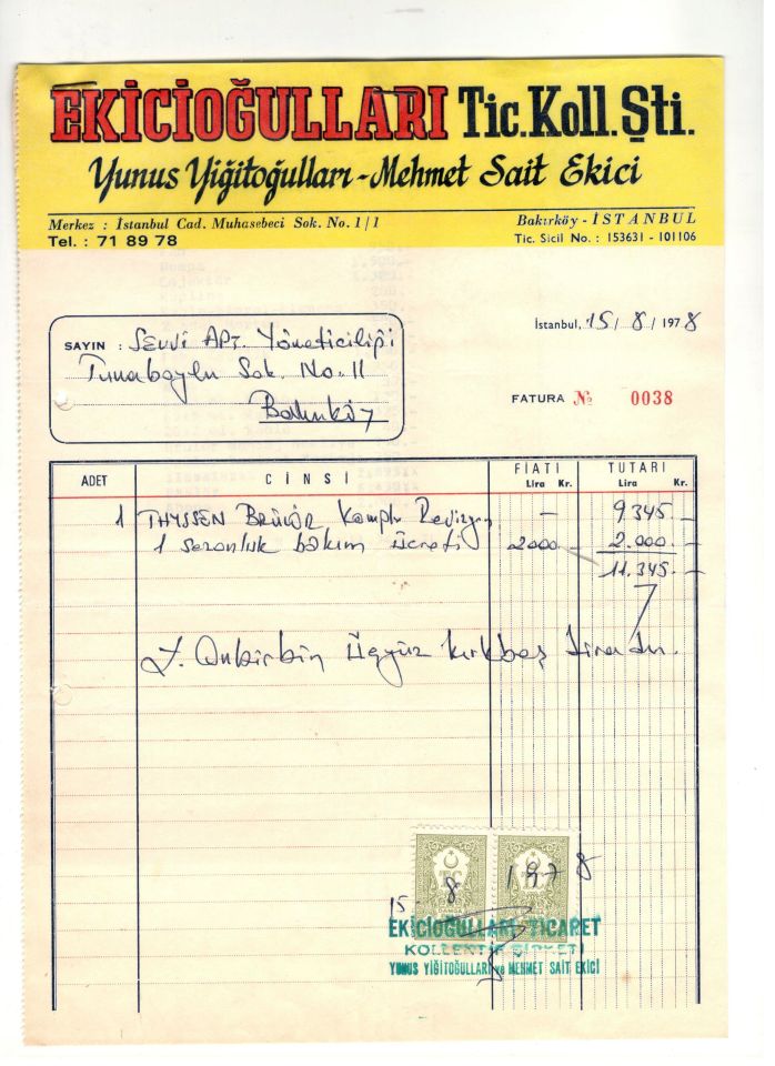 Ekicioğulları Ticaret BAKIRKÖY - Fatura