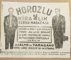 Horozlu Kiralık Elbise Mağazası / Ovalvo ve Taragano - Dergiden çıkma reklam - Efemera