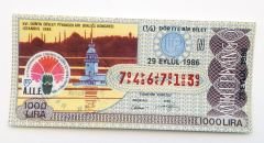 29 Eylül 1986 Dörtte bir bilet, milli piyango XVI. Dünya devlet piyangoları birliği kongresi - Efemera