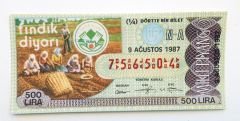 9 Ağustos 1987 Dörtte bir bilet, milli piyango Fındık diyarı Giresun - Efemera