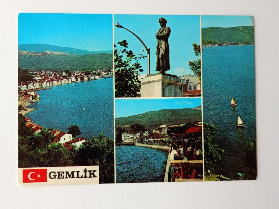 Bursa - Gemlik - Atatürk heykeli ve üç değişik görünüş - Kartpostal