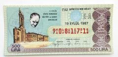 19 Eylül 1987 Dörtte bir bilet, milli piyango 4 Eylül Sivas kongresi Kültür ve Sanat şenlikleri - Efemera