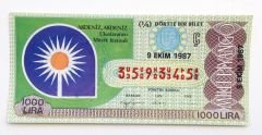 9 Ekim 1987 Dörtte bir bilet, milli piyango Akdeniz Müzik festivali - Efemera