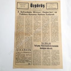 Özgörüş gazetesi, 25 Ağustos 1977, Sayı:1 Safranbolu - Efemera